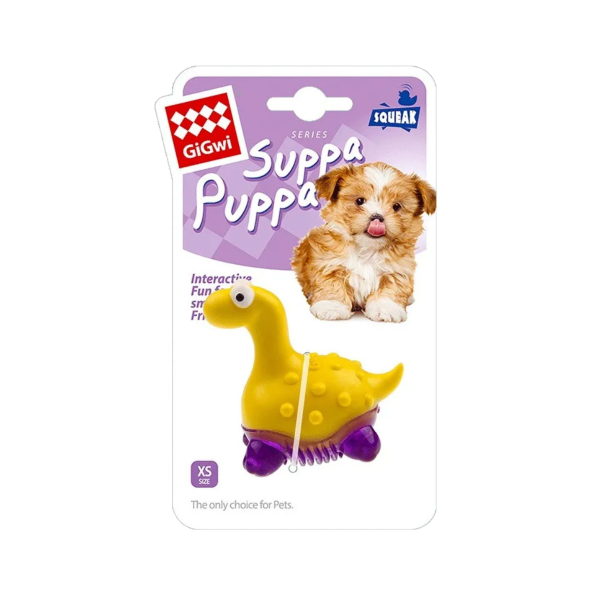 Gigwi Suppa Puppa Dino - Yello with purple with squeaker