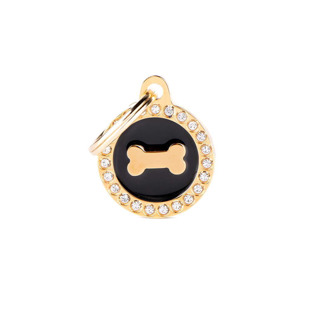 Myfamily Placa Glam Hueso Círculo Con Brillantes