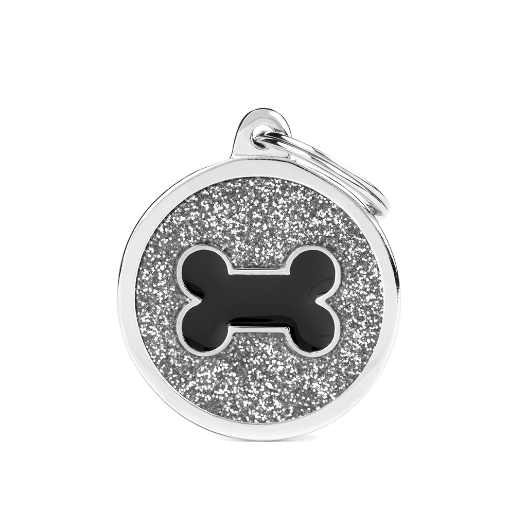 Myfamily Placa Shine Círculo Con Purpurina Hueso