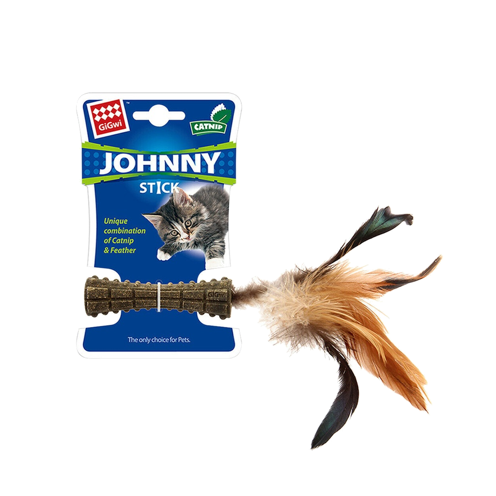 Gigwi Catnip Johnny Stick With Natural Feather