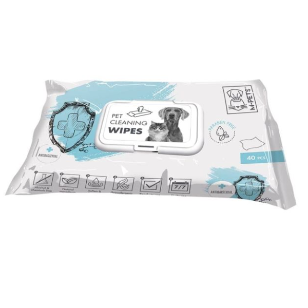M-Pets Pet Cleaning Wipes Antibacterial 40pc