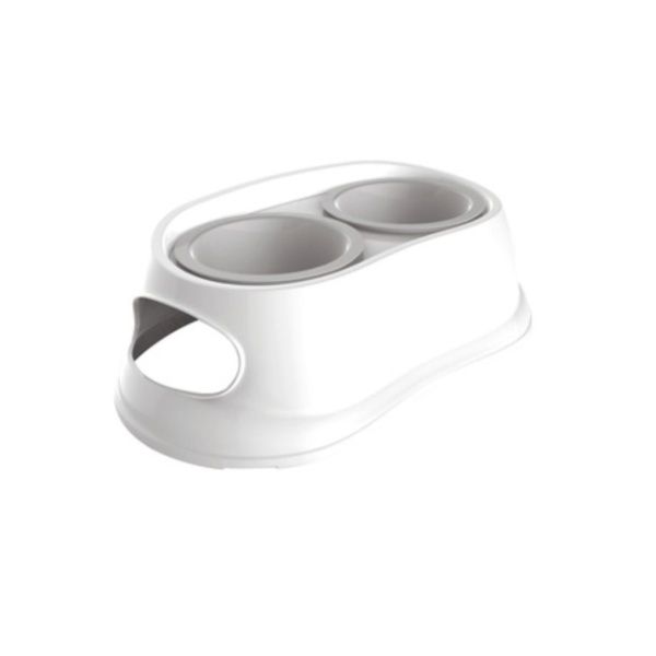 M-Pets Plato Doble Combi 950 Ml Beige/Blanco