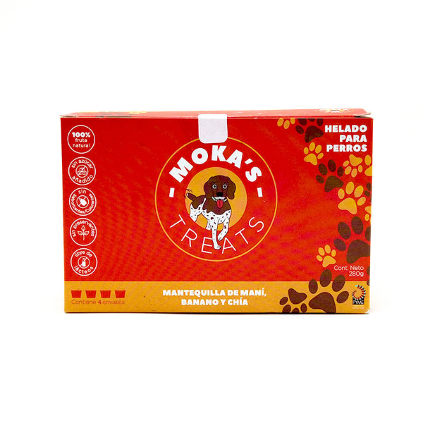 Moka's Treats Helado de Mantequilla De Maní, Banano y Chía (Caja de 4)