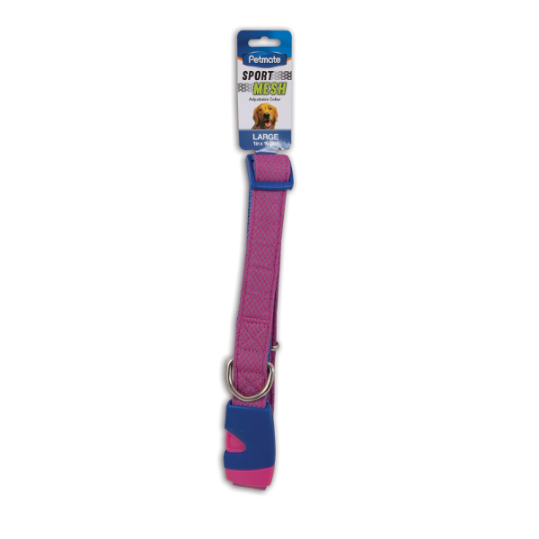 Petmate Adj Clr 58X10-14 Reflec Sprt Msh Pinkblue