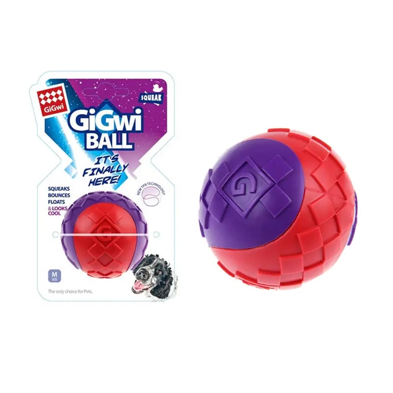 Gigwi Ball With Squeaker Solid Red-Purple