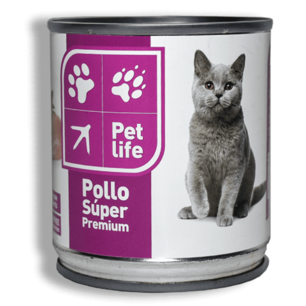 Petlife -Lata Pollo en Agua Para Gato Super Premium Petlife 220gr