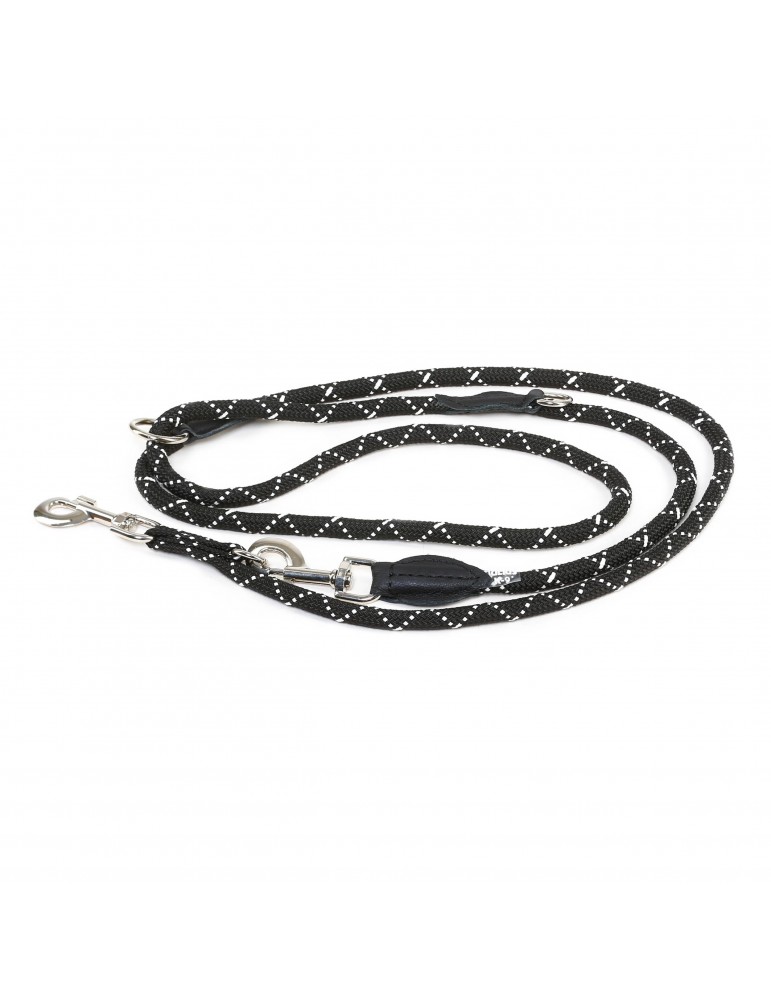 Juliusk9 Double String Leash - Black-Fluorescens