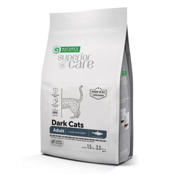 Natures Protection Dark Coat Cat Adult - Herring 1.5Kg