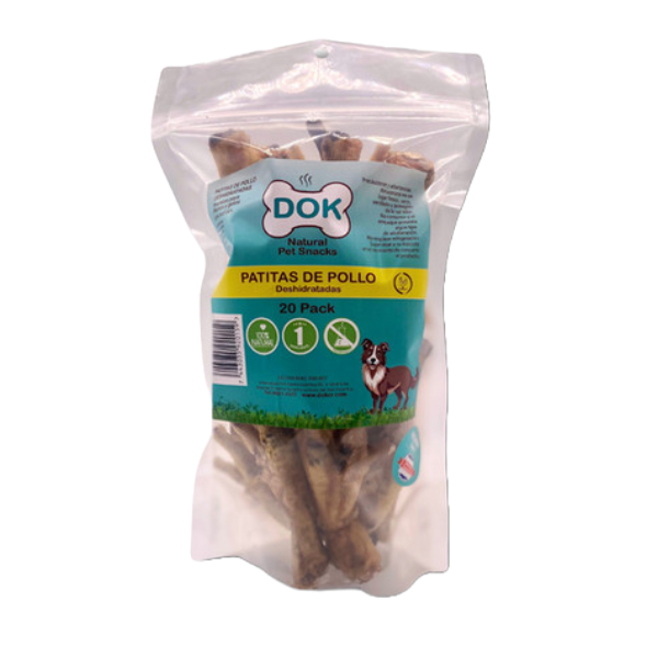 Dok Appetit Natural Pet Bakery Patitas De Pollo Deshidratadas 20 Unidades