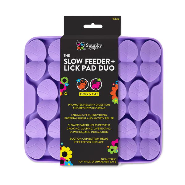 SpunkySlow -Feeder & Lick Pad Duo - Petal