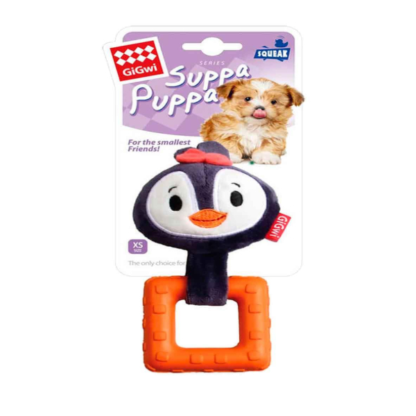 Gigwi Suppa Puppa Penguin Small Squeaker Inside Plush/Rubber
