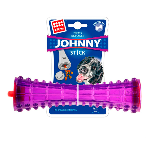 Gigwi Treats Dispenser 'Johnny Stick' Durable TPR Transparent Purple