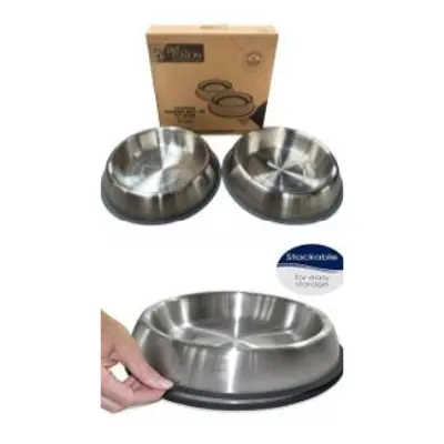 EASA - PetFusion Premium - Juego de Platos para Perros y Gatos 32 oz / Acero Inoxidable