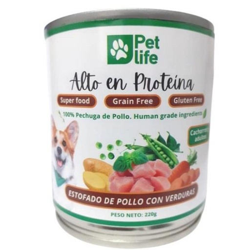 [PL05] Petlife -Lata Estofado de Pollo Para Perro con Verduras Petlife 220g