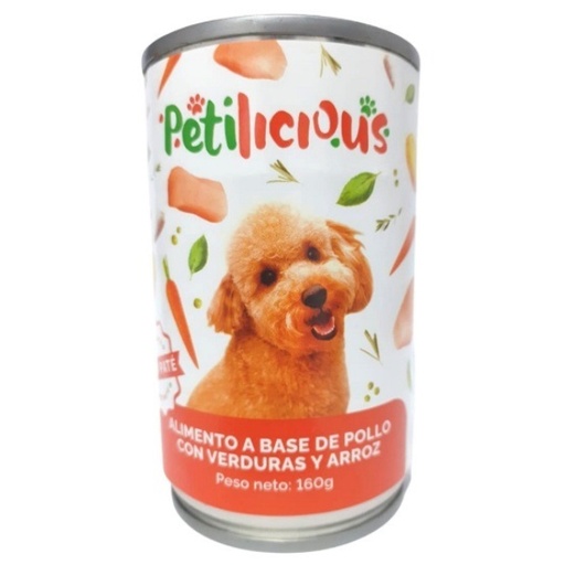 [PL02] Petlife -Delipet Pate Para Perro a Base de Pollo Con Verduras y Arroz Petilicious 160g