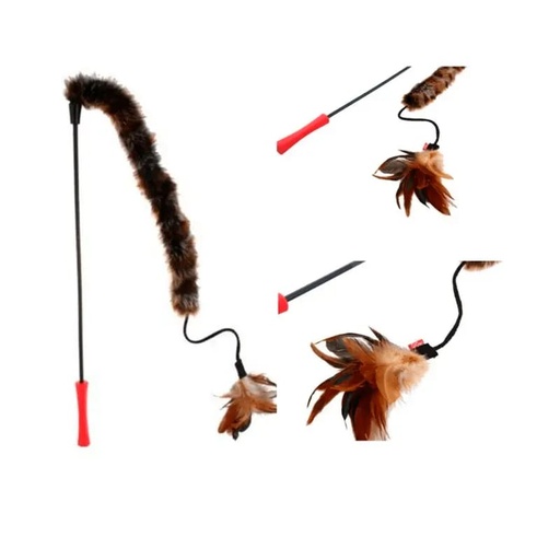 [7014] Gigwi Catwand Feather Teaser With Natural Feather, Plush Tail And Tpr Handle