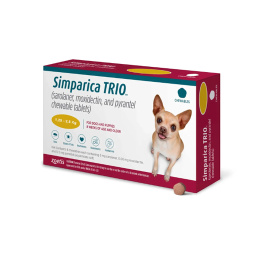 [5414736054926] Zoetis Simparica Trio 1.25kg a 2.5kg - Amarillo (Por Caja)