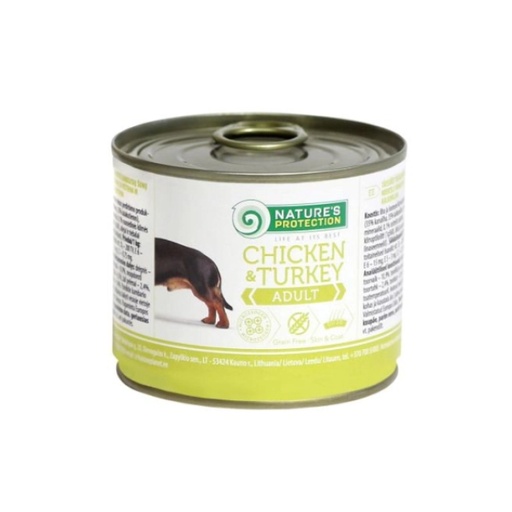 [4771317245229] Natures Protection Dog Adult Chicken and Turkey Canned Dog Food 200g
