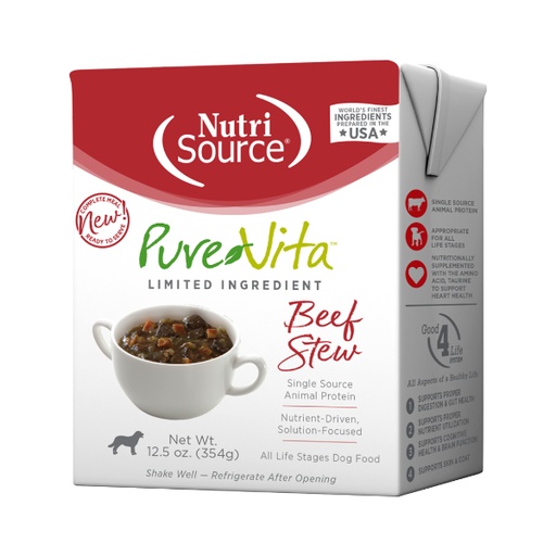 [96208] Nutrisource PureVita Beef Stew Dog Food 354g