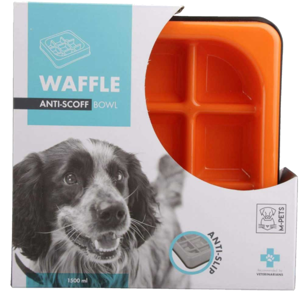 M-Pets Plato Waffle -Bocados Despacio (Naranja)