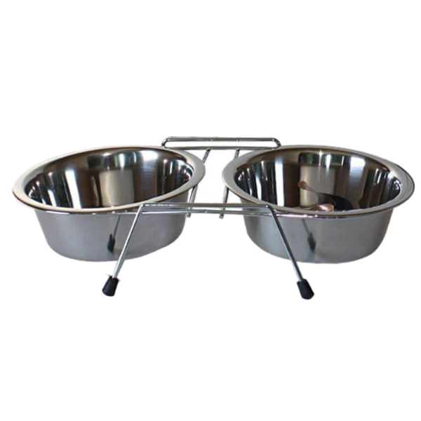 Comedero doble rack con 2 platos de 1.8L (2 cuartas)