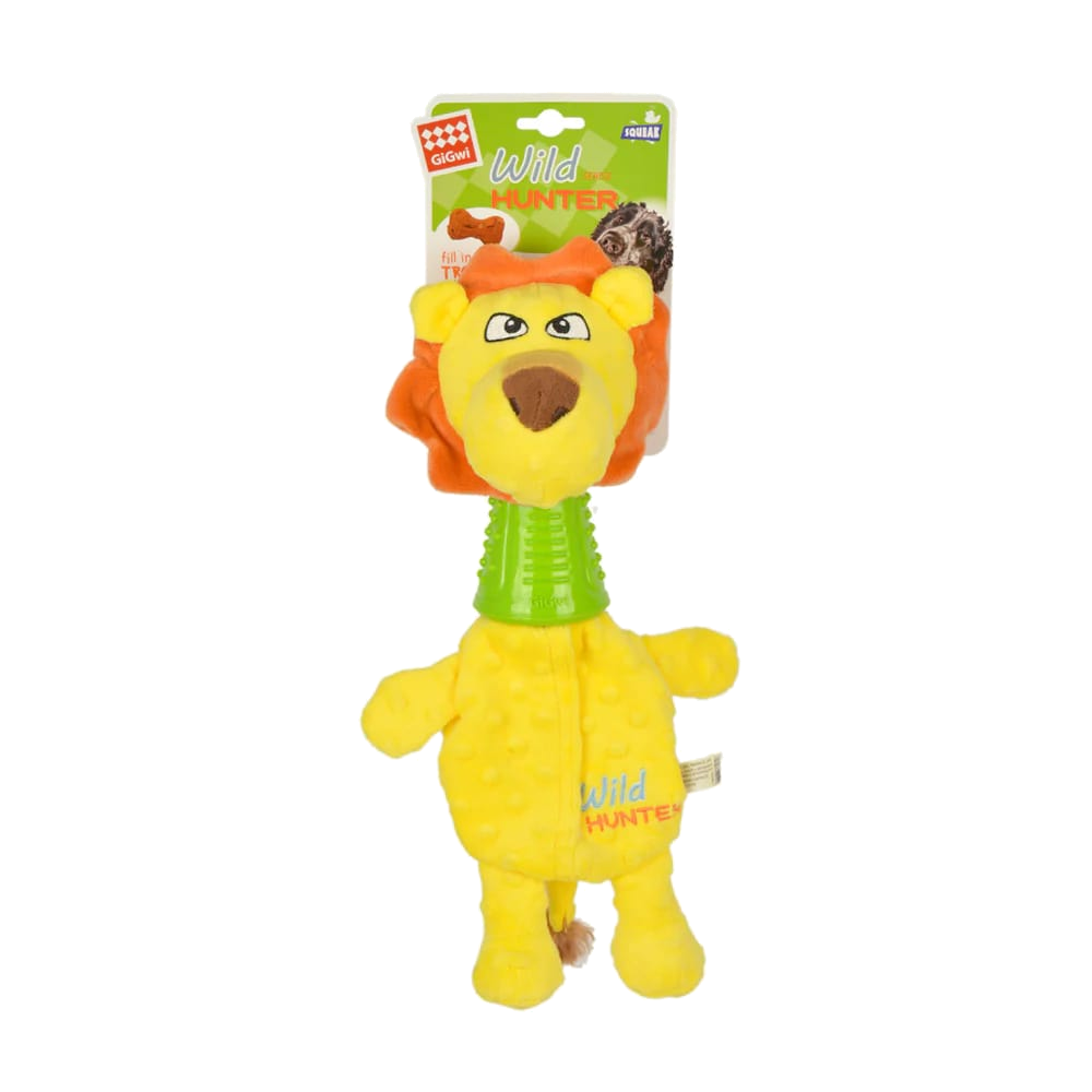 Gigwi Lion-Plush Dog Toy With Tpr Neck
