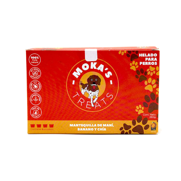 Moka's Treats Helado de Mantequilla De Maní, Banano y Chía (Caja de 4)