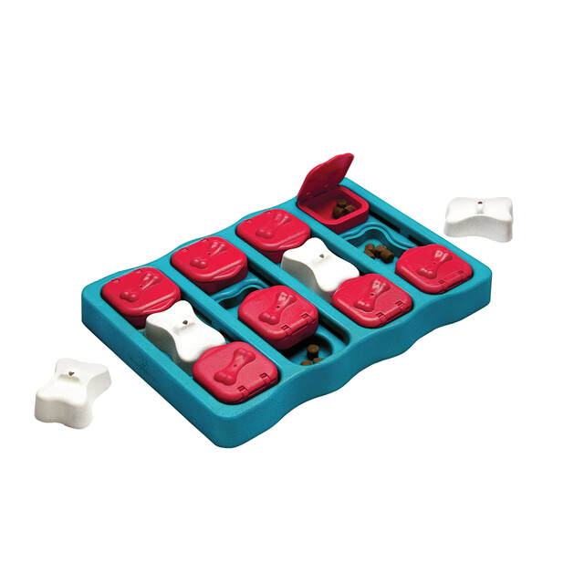 Outward Hound Dog Brick Interactive Treat Puzzle Dog Toy, Blue