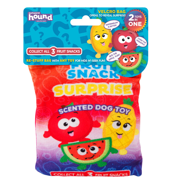 Outward Hound Surprise Fruit Snack Dog Toy, Assorted, Xs