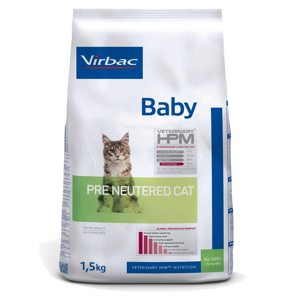 Virbac Veterinary Hpm Baby Pre Neutered Cat 1.5Kg