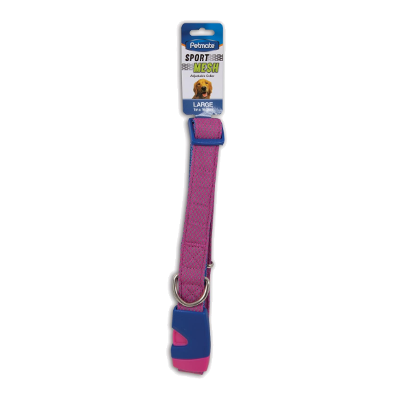 Petmate Adj Clr 58X10-14 Reflec Sprt Msh Pinkblue