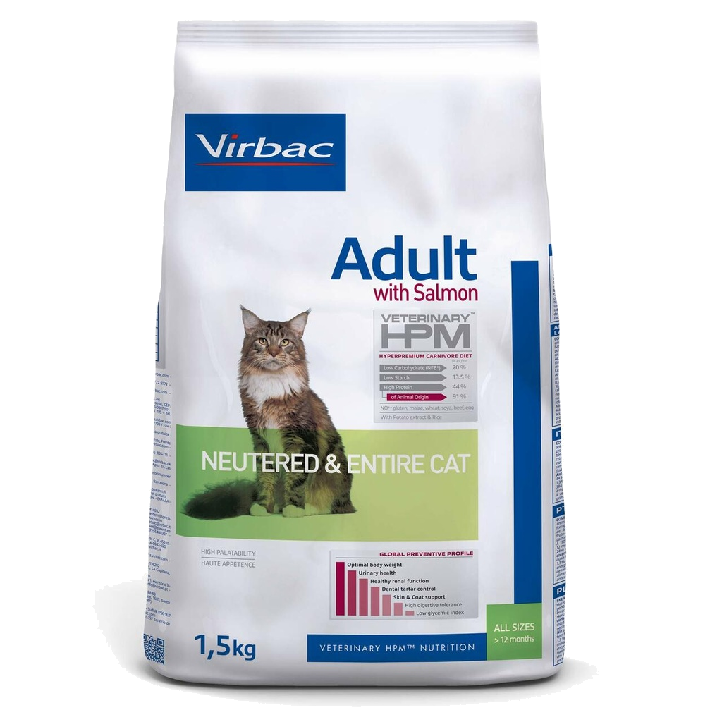 Virbac Veterinary Hpm Adult With Salmon Neutered & Entire Cat