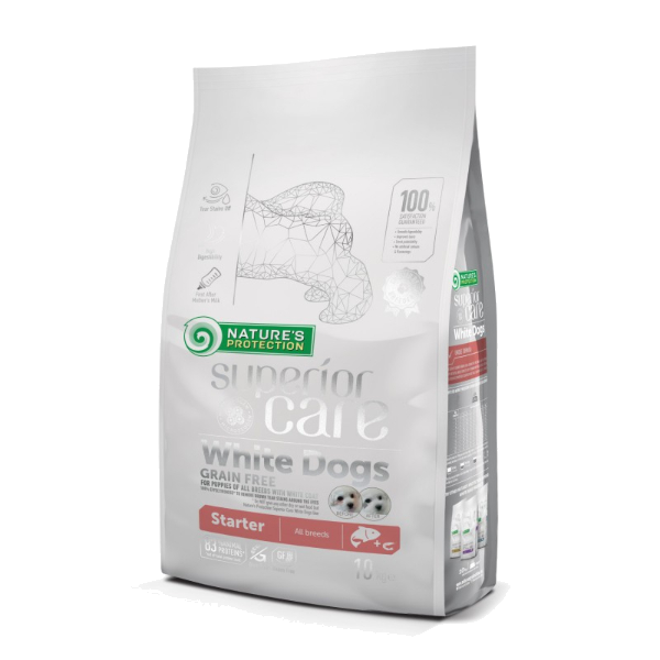 Natures Protection Superior Care White Dogs Grain Free Salmon Starter All Breeds 1.5Kg