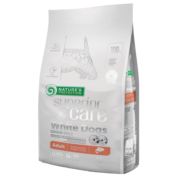 Natures Protection Superior Care White Dogs Grain Free Salmon Adult Small And Mini Breed 1.5Kg