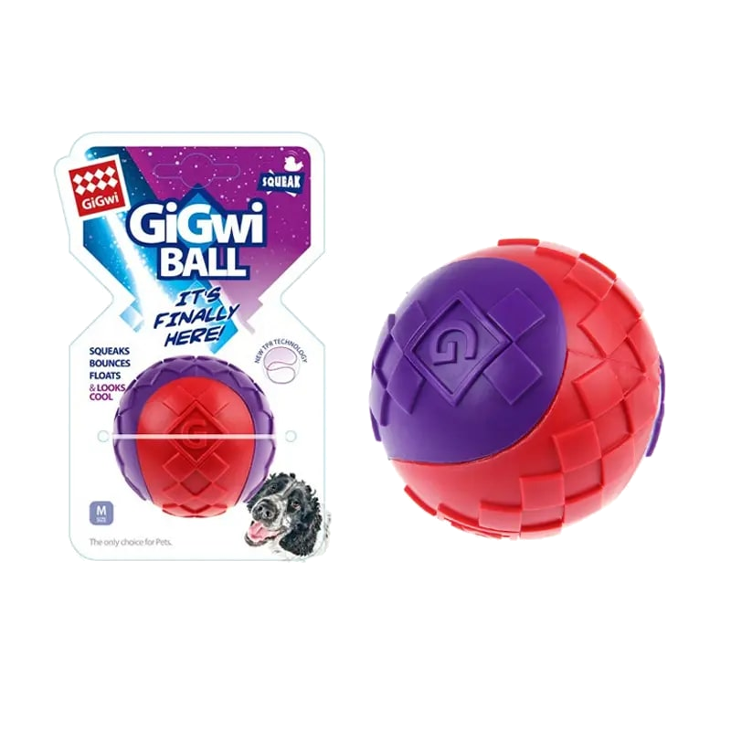 Gigwi Ball With Squeaker Solid Red-Purple