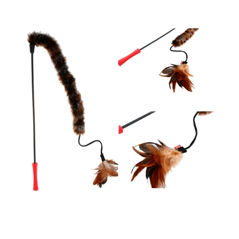 Gigwi Catwand Feather Teaser With Natural Feather, Plush Tail And Tpr Handle