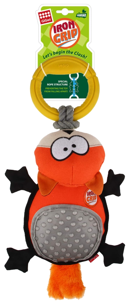 Gigwi Iron Grip Fox Plush Tug Toy With Tpr Handle