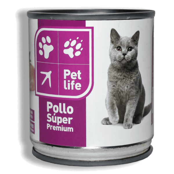 Petlife -Lata Pollo en Agua Para Gato Super Premium Petlife 220gr