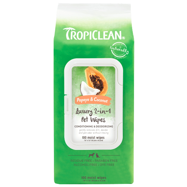 Tropiclean Conditioning & Deodorizing Wipes For Pets Papaya & Coconut