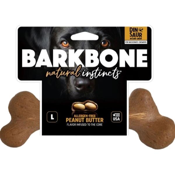 BarkBone -Pet Qwerks Dinosaur Peanut Butter y Wood
