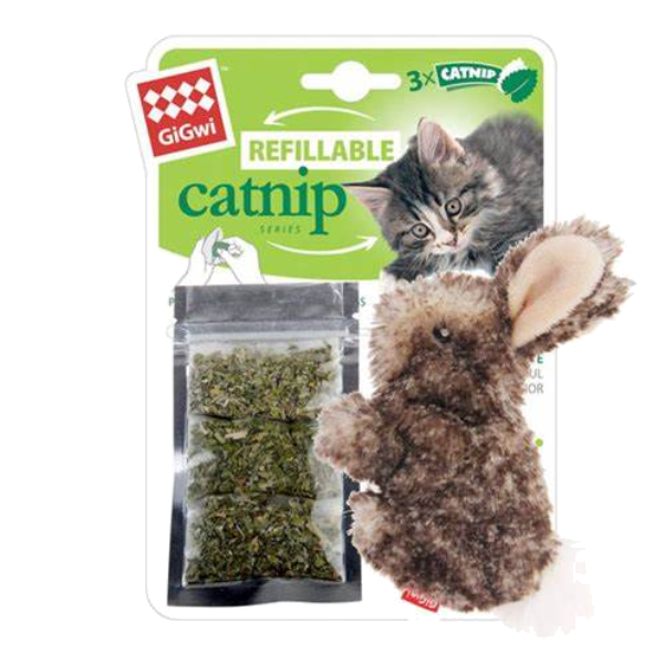 Gigwi Rodent Refillable Catnip With 3 Catnip Tea Bags In Ziplock Bag Rabbit