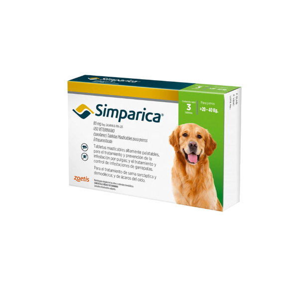 Zoetis Simparica 20.1kg a 40kg - Verde (Por Pastilla)