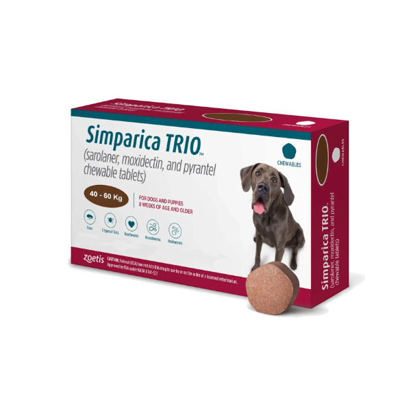 Zoetis Simparica Trio 40kg a 60kg - Café Oscuro (Por Caja)