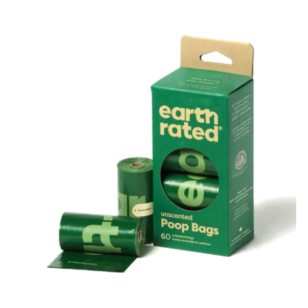Earth Rated Poop Bags 4 Rollos - 60 Bolsas Unscented
