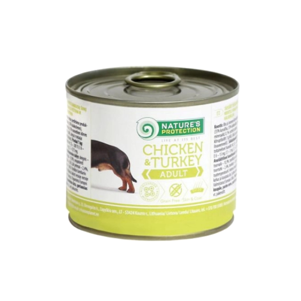 Natures Protection Dog Adult Chicken and Turkey Canned Dog Food 200g