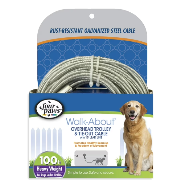 Four Paws Cable Galvanizado Silver Perro 100lb 100ft