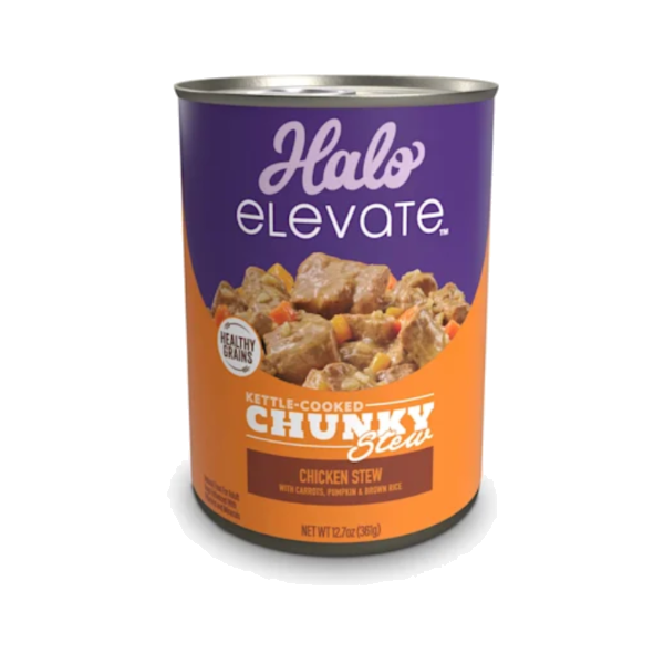 Halo Chunky Healthy Grains Chicken Stew Carrots Pumpkin Brown Rice 12.7oz