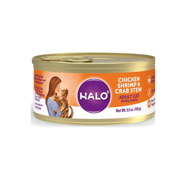 Halo Adult Cat Grain Free Chicken, Shrimp & Crab Stew 5.5oz
