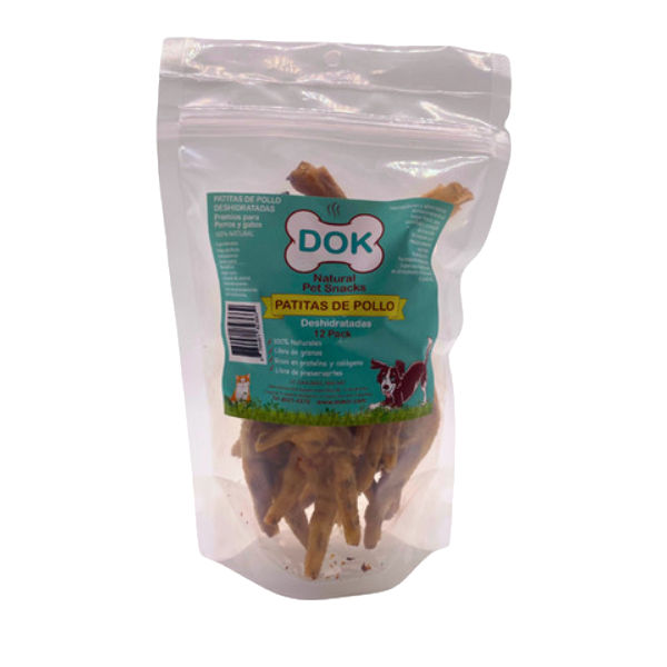 Dok Appetit Natural Pet Bakery Patitas De Pollo Deshidratadas 12 Unidades