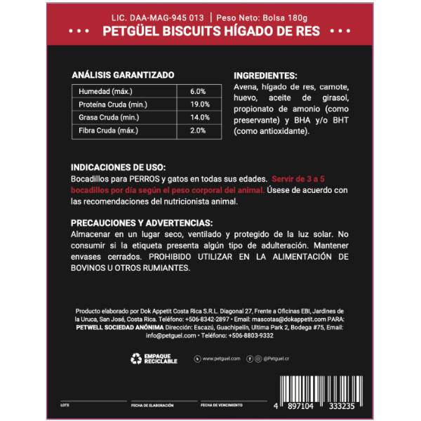 Vet Petgüel Biscuits Higado de Res 180g